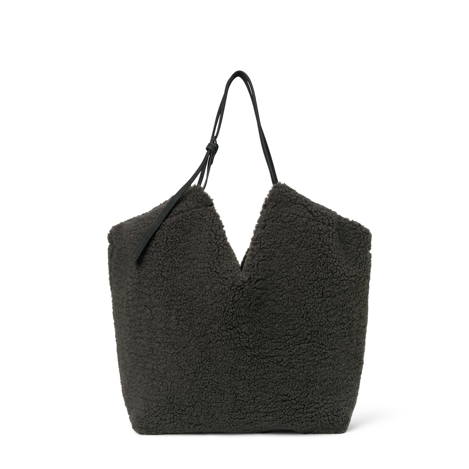 Teddy Bouclé skuldertaske – Obsidian